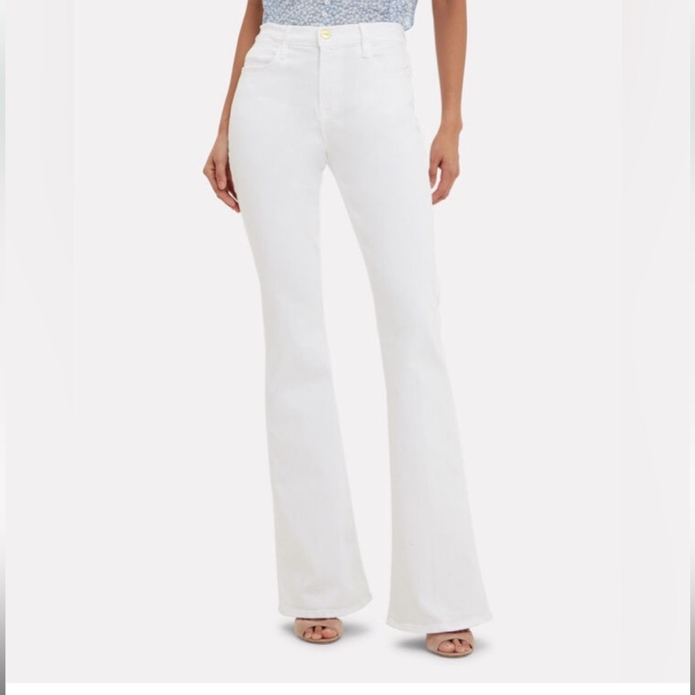 Frame Denim Women’s Le High Stretch Flare Jeans White Size 32